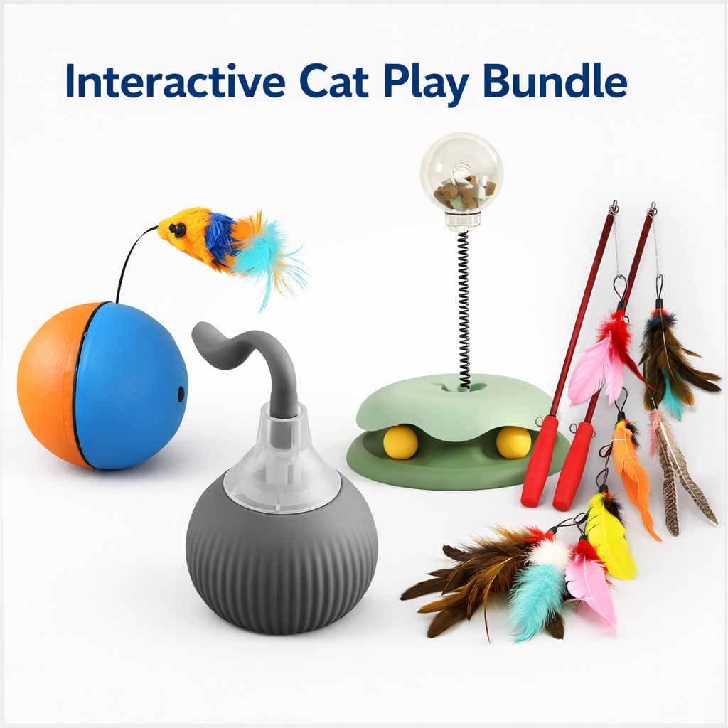 Interactive Cat Play Bundle – 4 Toy Set for Chasing, Hunting & Enrichment